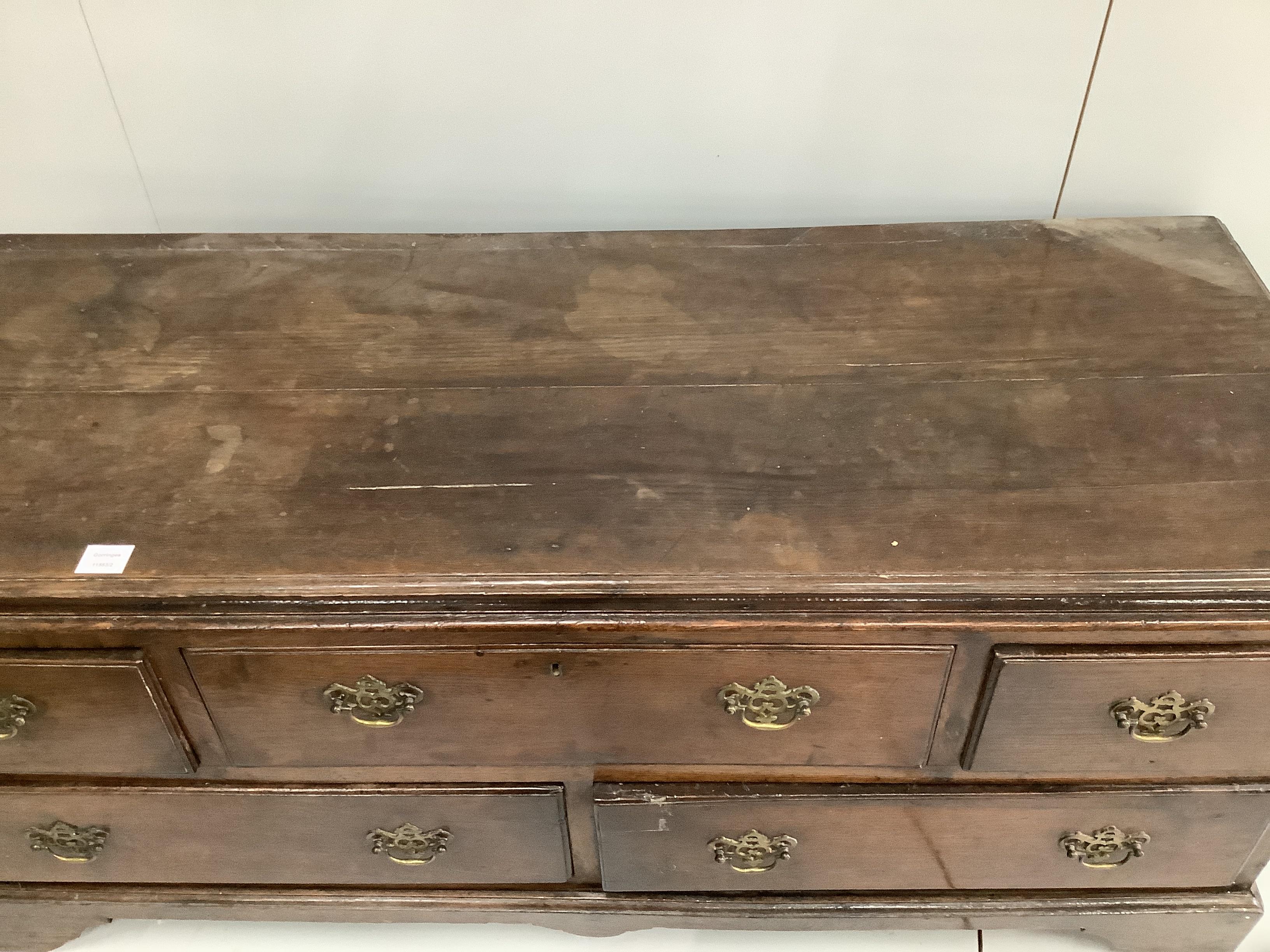 A George III oak mule chest (altered), width 144cm, depth 55cm, height 66cm